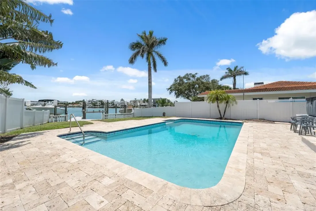 Heated pool and travertine patio